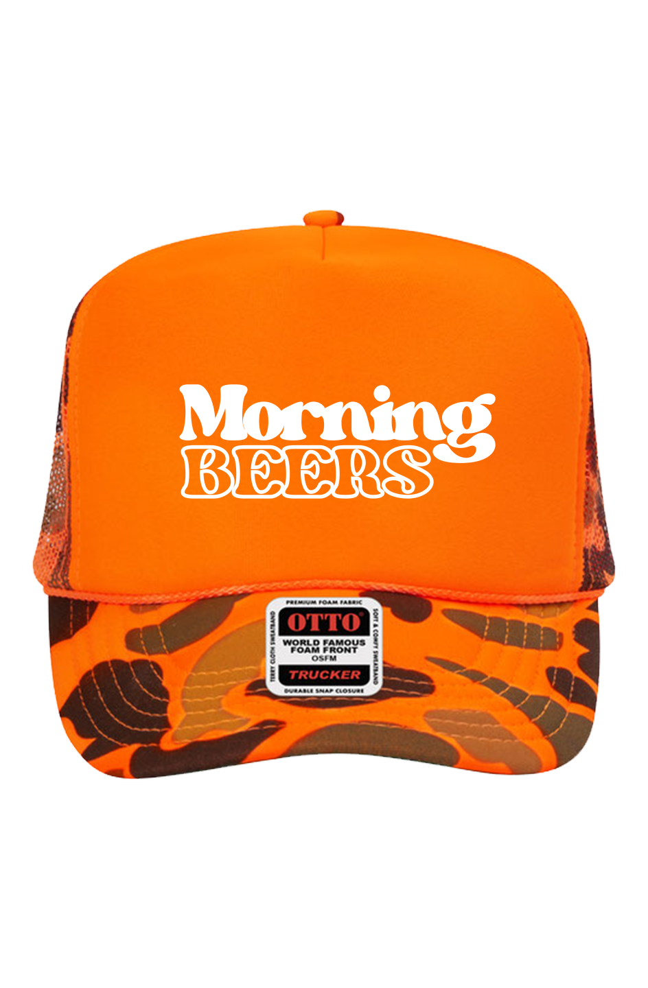 Neon Camo Morning Beers Trucker Hat